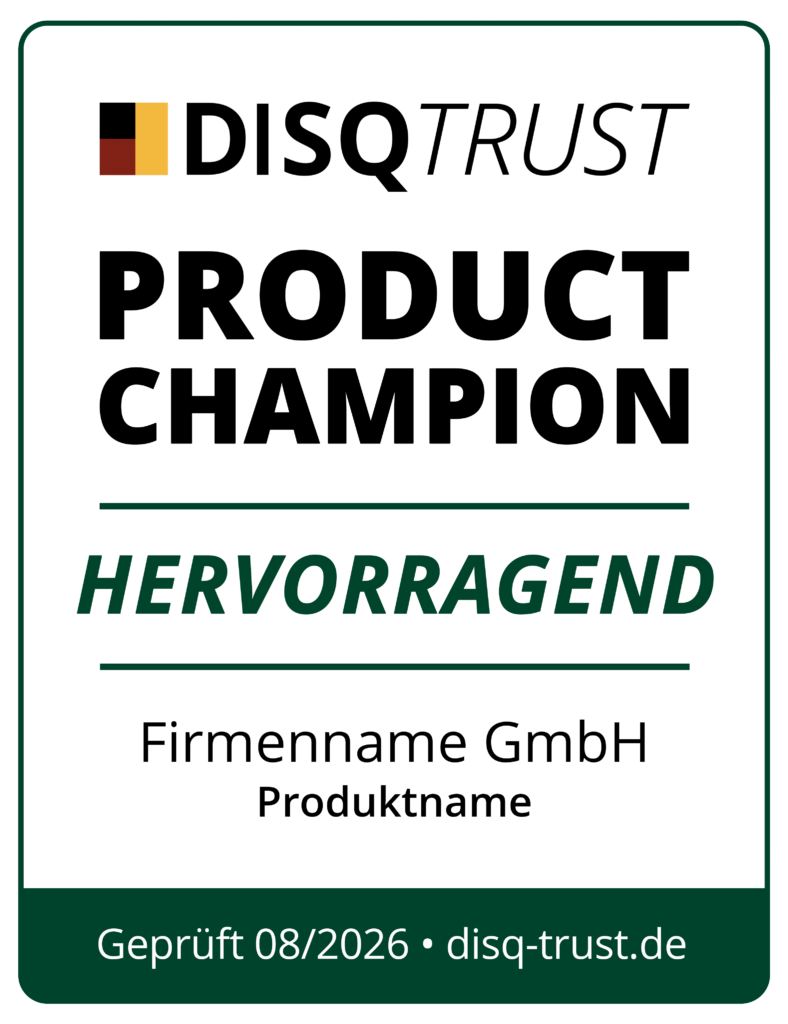 Product Champion Siegel von DisqTrust