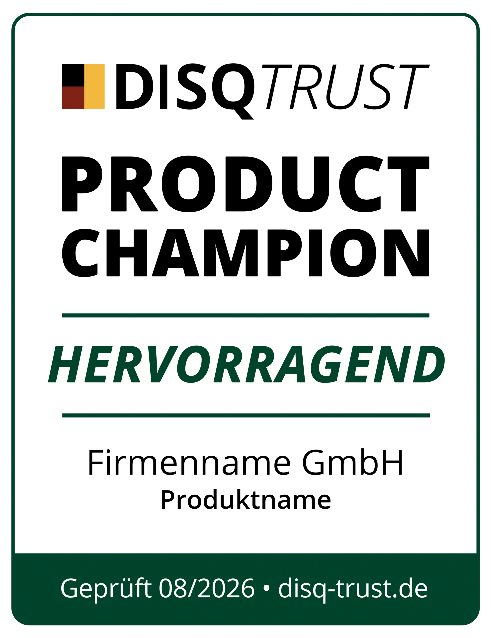Product Champion Siegel von DisqTrust